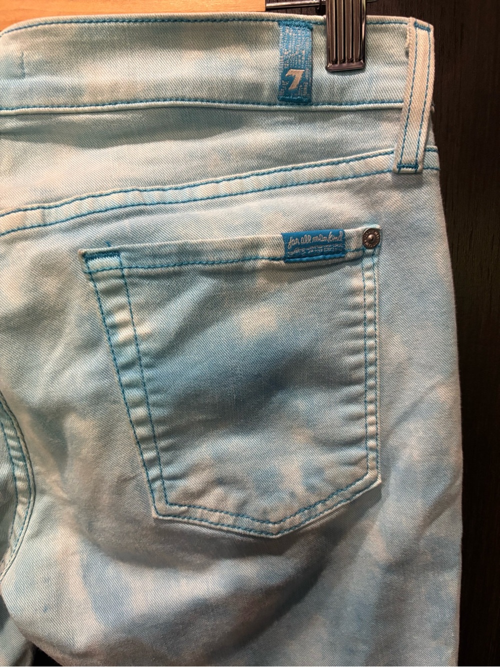 7 For All Mankind Light Aqua Tie-Dye Jeans size 29